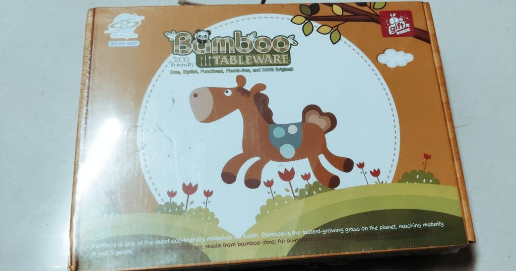 Cartoon Animal Bamboo Fiber Dinnerware Plate and Bowl Set For Kids