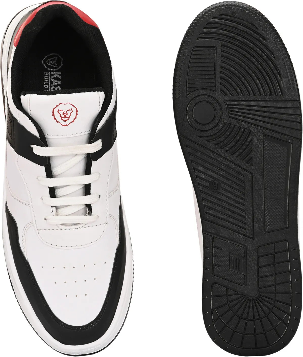 KASTAVA Premium Everyday Egde Casual Sneakers For Men (Black-Red): Size-9