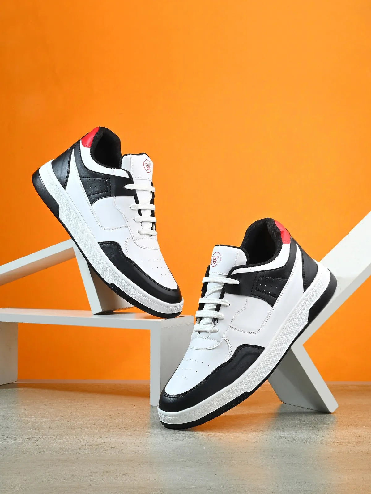 KASTAVA Premium Everyday Egde Casual Sneakers For Men (Black-Red): Size-9