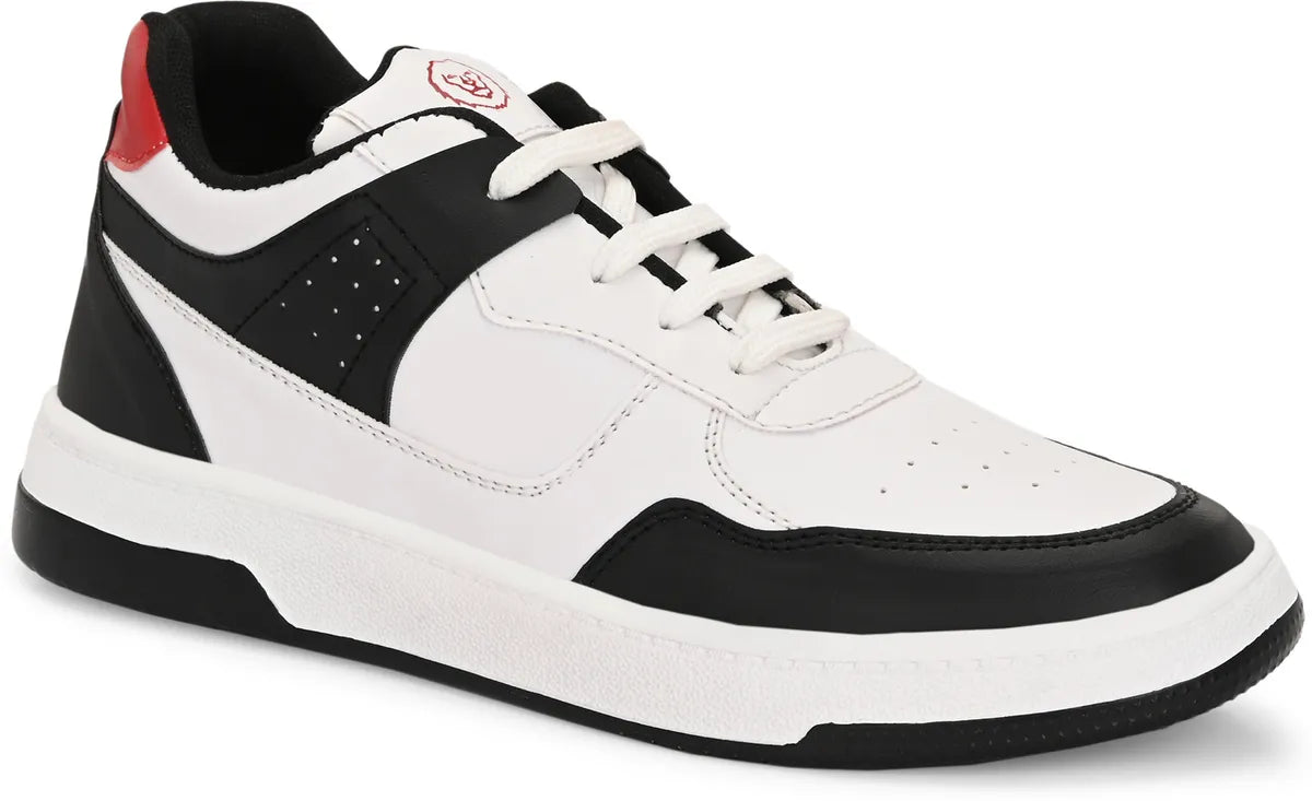 KASTAVA Premium Everyday Egde Casual Sneakers For Men (Black-Red): Size-9