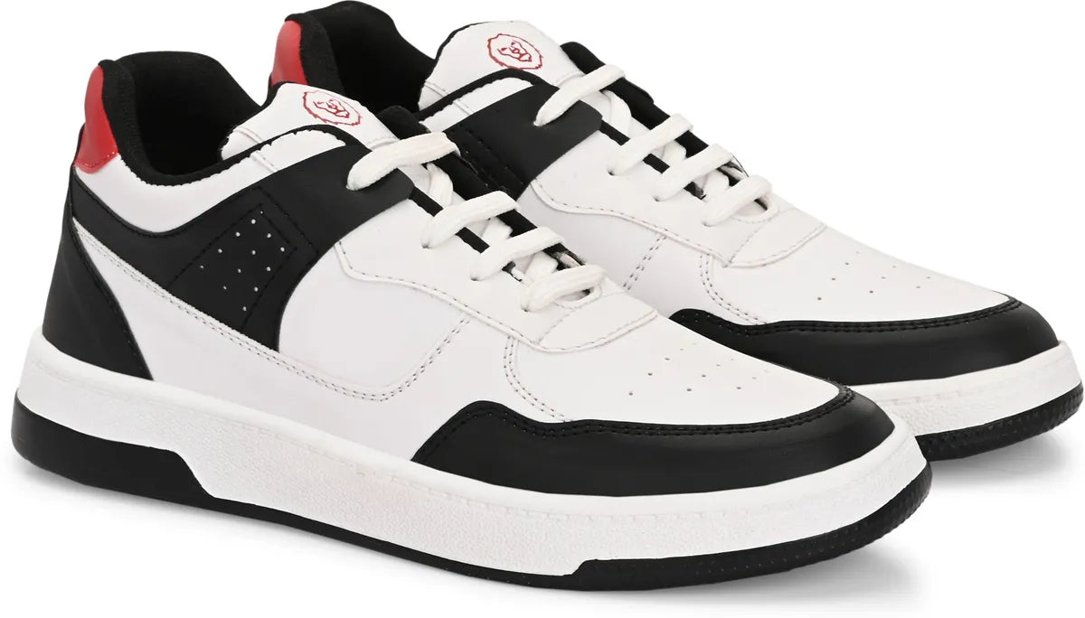 KASTAVA Premium Everyday Egde Casual Sneakers For Men (Black-Red): Size-9